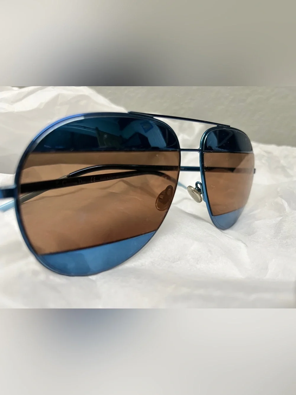 Christian Dior DiorSplit 1/S Y4ERD Aviator Sunglasses Blue Italy 59-14-145 Good
